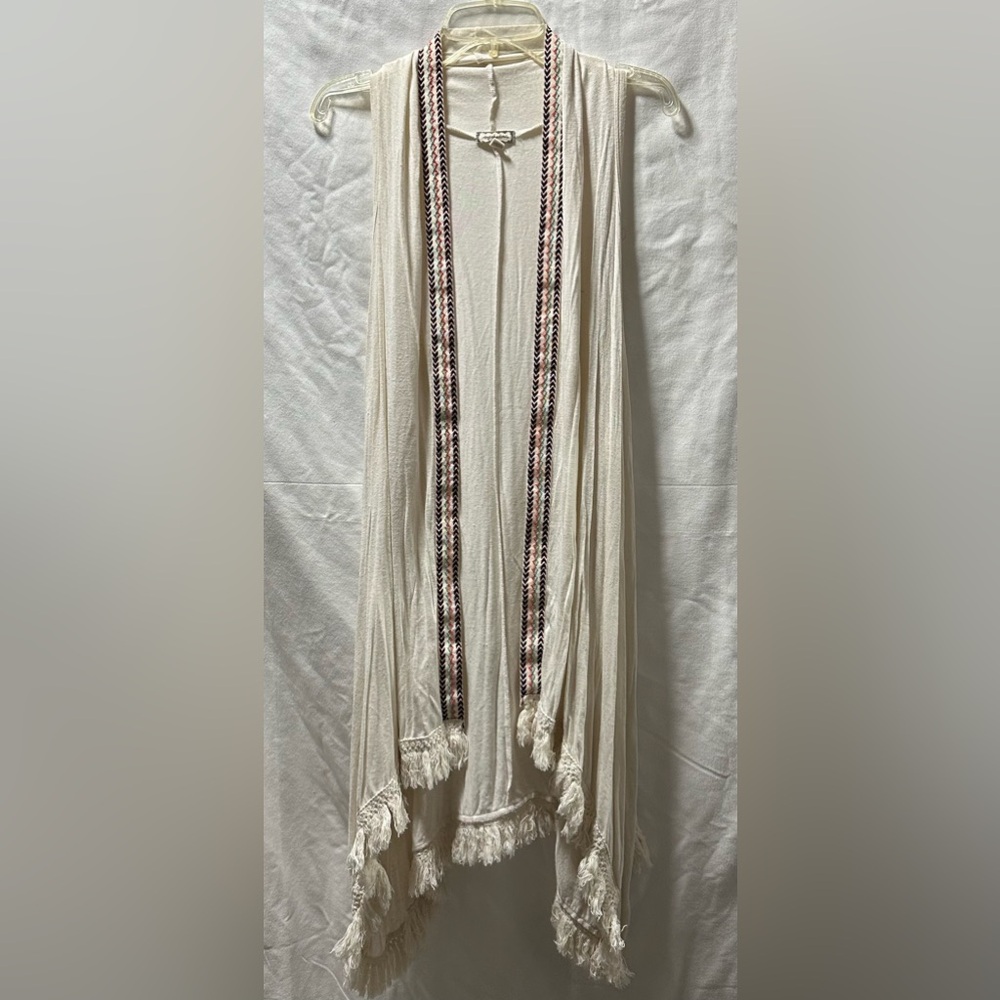 Eyeshadow Boho Fringe Open Front Vest Size 1X